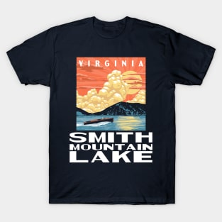 Smith Mountain Lake Virginia Vintage Boat WPA Poster Style T-Shirt